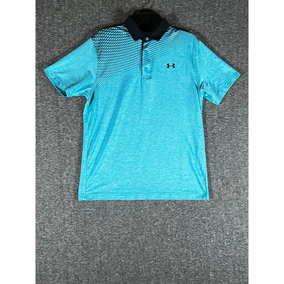 Under Armour Other - Under Armour Mens Playoff Polo Shirt Turquoise Black Graphic HeatGear Medium